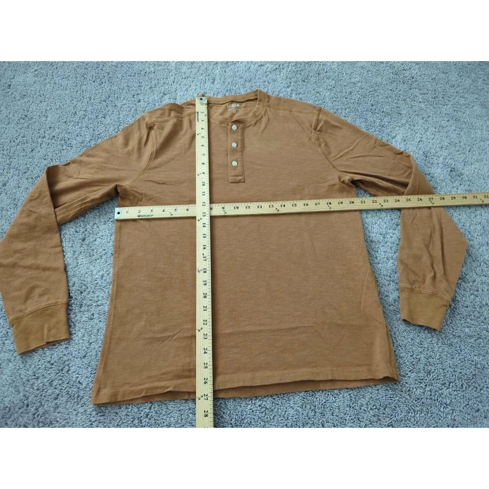 J Crew‎ Henley Shirt Mens Large Orange Long Sleeve Pullover 100% Cotton Casual